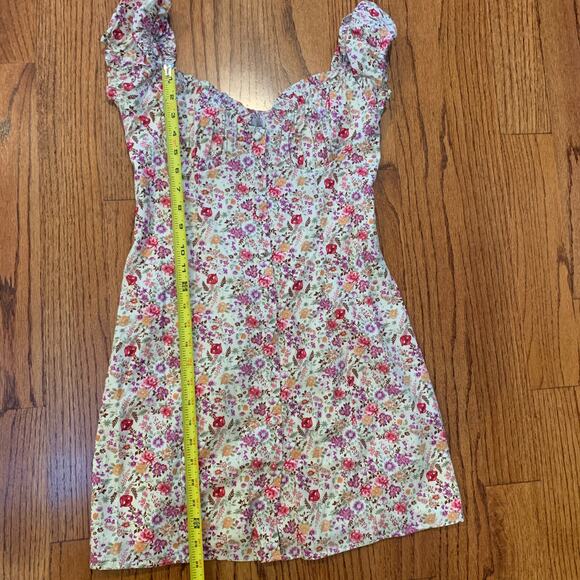 Sweet Pot Mini Floral Button Down Peasant Dress (2) | Cream & Blue | AU 8/US 4 - Picture 10 of 16